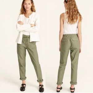 J. Crew Tie Waist Camp Pants (Pale Cypress Green) - Medium